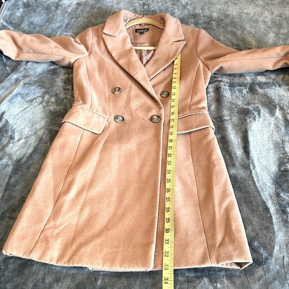 TopShop Camel Peacoat Trench Double Breasted Women Fall Winter Midi Pockets Sz 2 - Picture 12 of 13